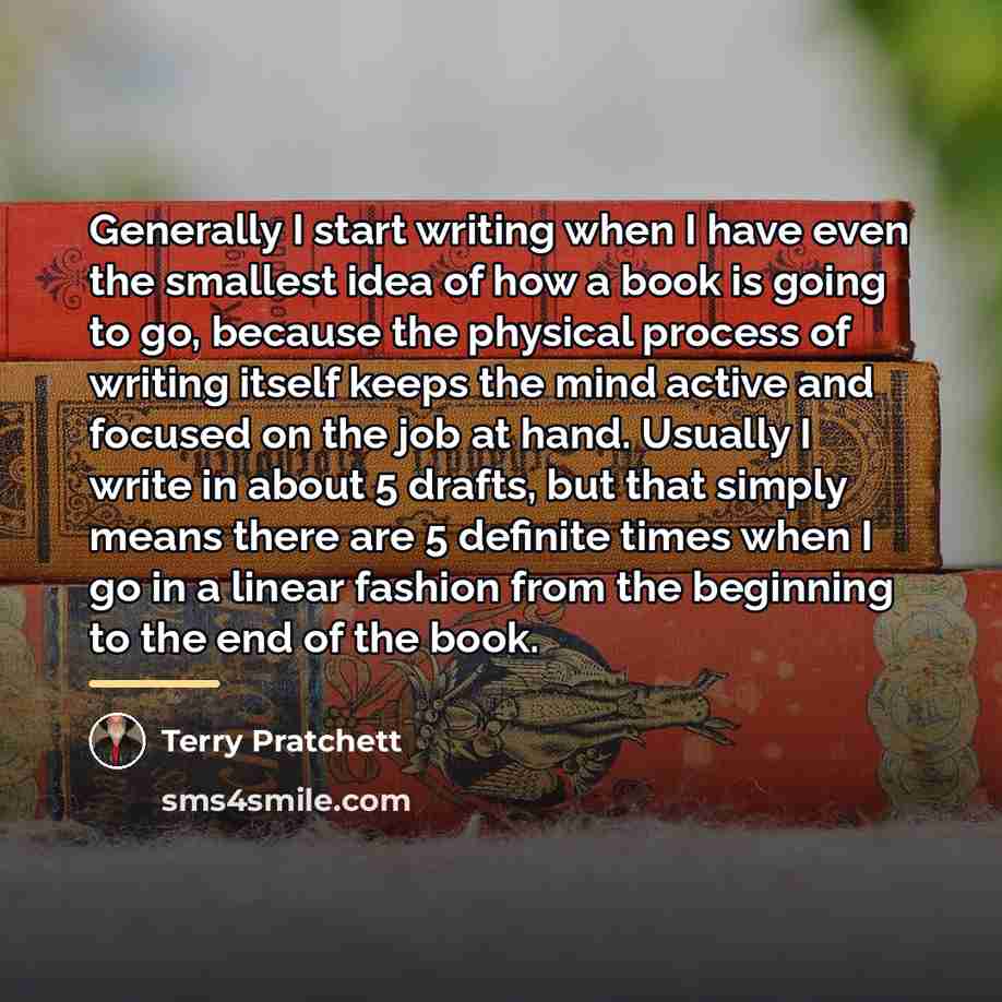 “Generally I start writing when I have even the smallest…” quote by Terry Pratchett