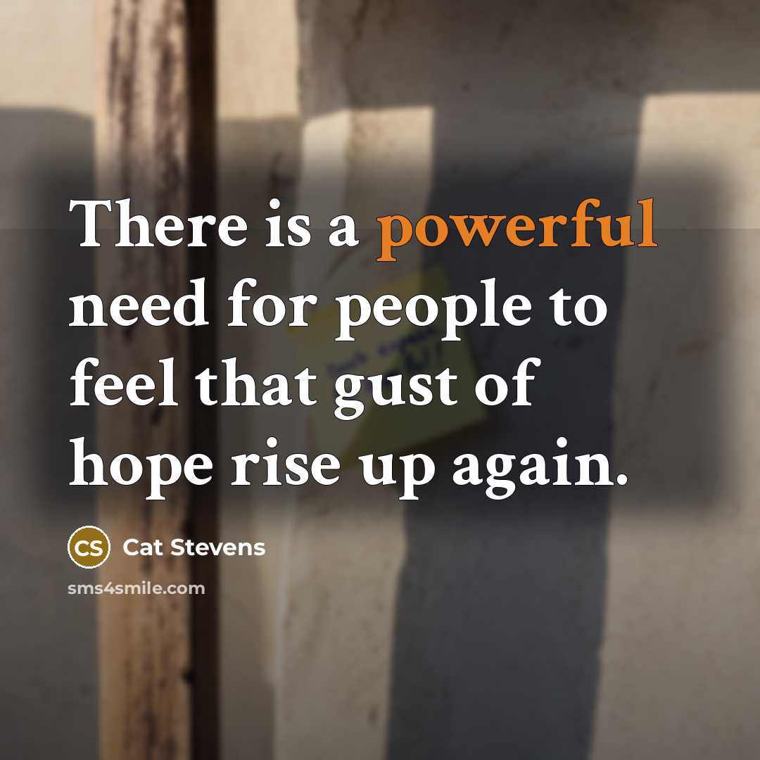 “There is a powerful need for people to feel that…” quote by Cat Stevens