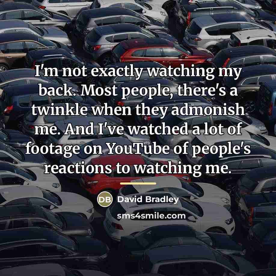“I'm not exactly watching my back. Most people, there's a…” quote by David Bradley