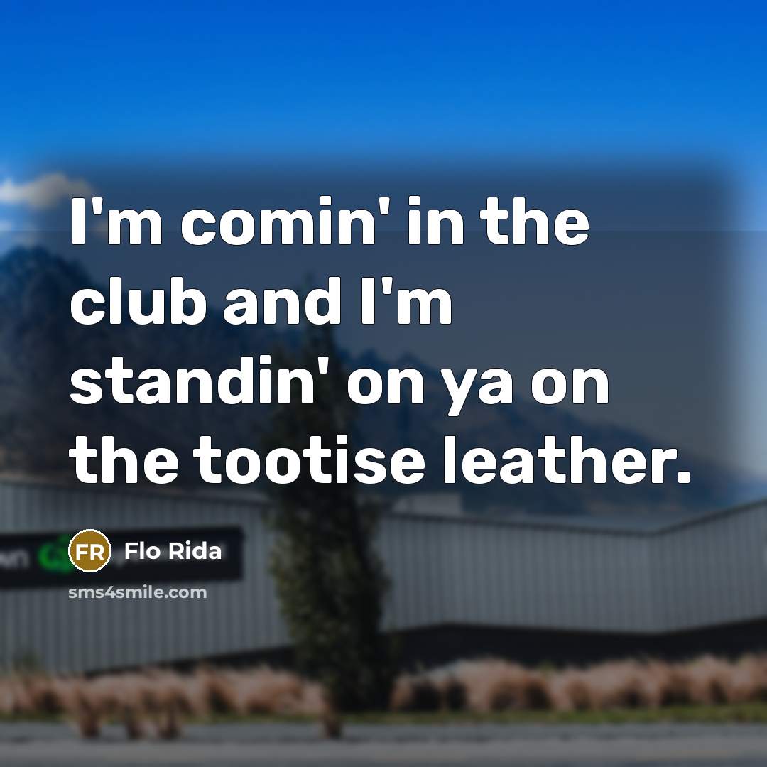 “I'm comin' in the club and I'm standin' on ya…” quote by Flo Rida