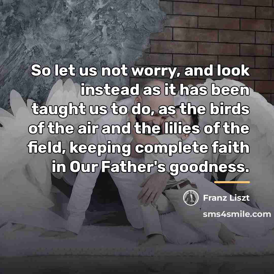 “So let us not worry, and look instead as it…” quote by Franz Liszt