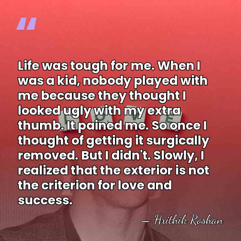 Life was tough for me. When I was a kid, nobody played&hellip; - Hrithik Roshan