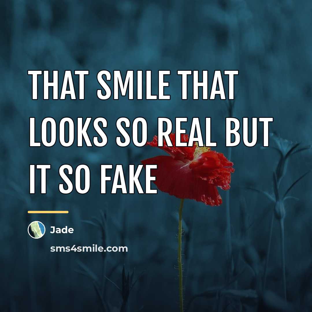 “That smile that looks so real but it so fake…” quote by Jade