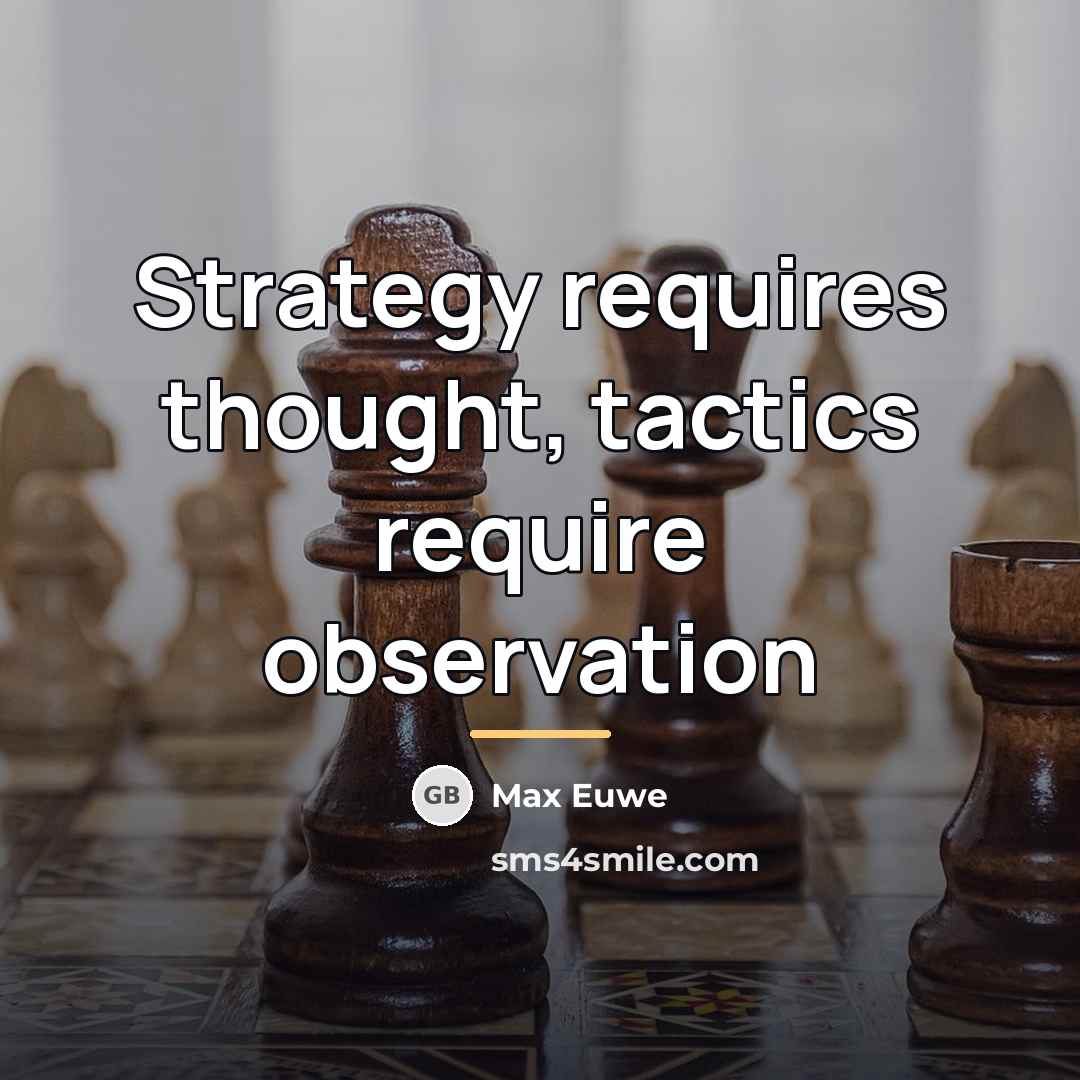 “Strategy requires thought, tactics require observation…” quote by Max Euwe