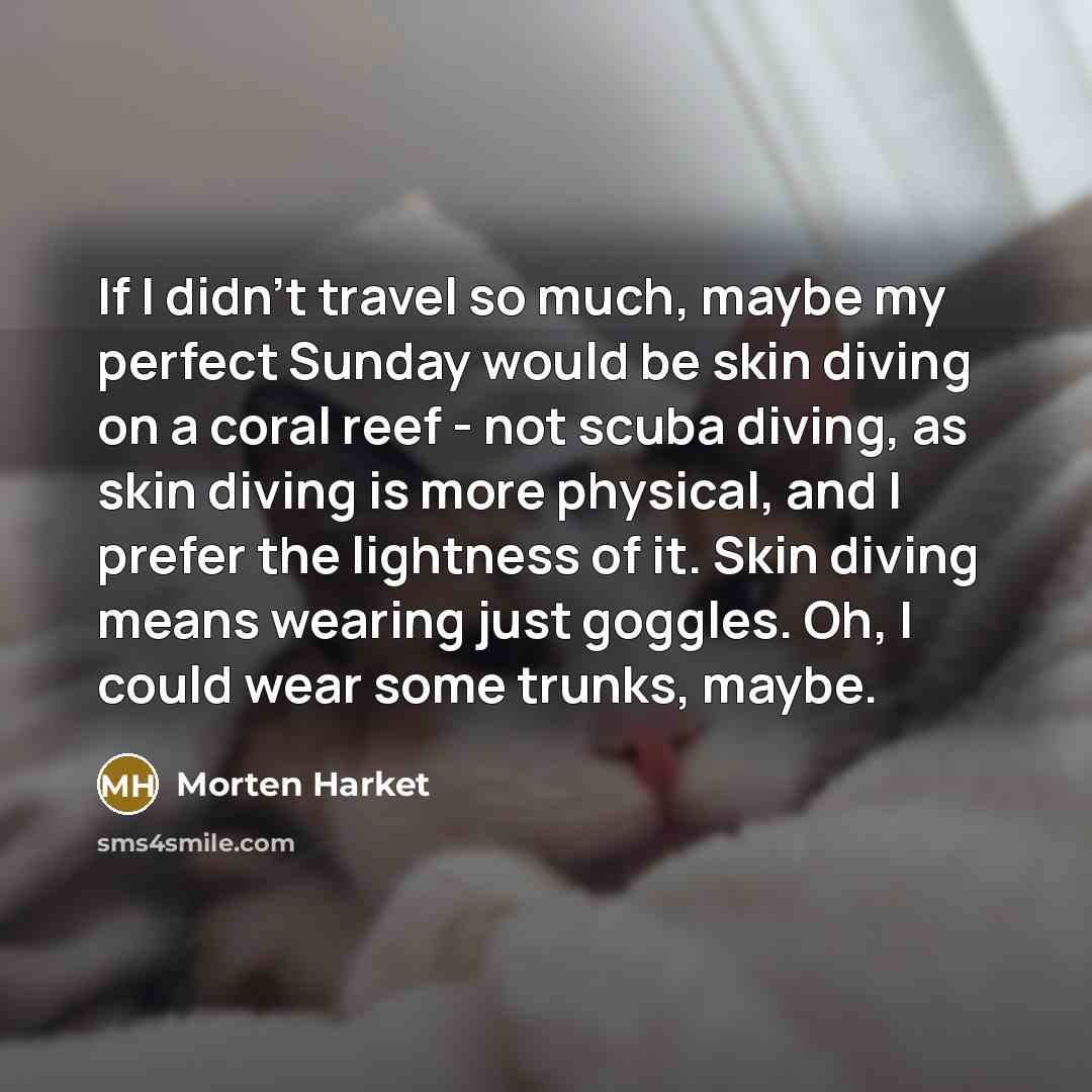 “If I didn't travel so much, maybe my perfect Sunday…” quote by Morten Harket