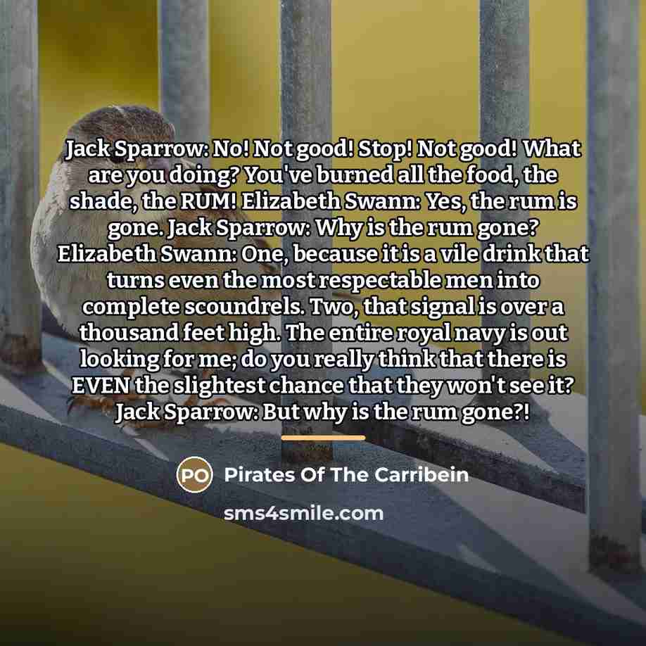 “Jack Sparrow: No! Not good! Stop! Not good! What are…” quote by Pirates Of The Carribein