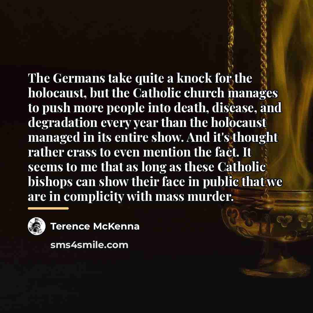 “The Germans take quite a knock for the holocaust, but…” quote by Terence McKenna