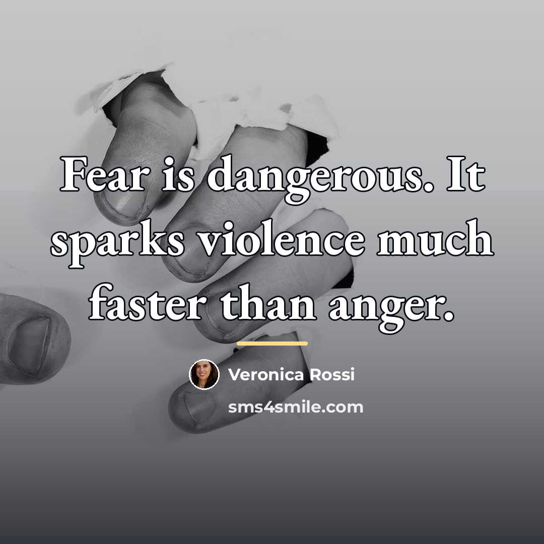 “Fear is dangerous. It sparks violence much faster than anger.…” quote by Veronica Rossi