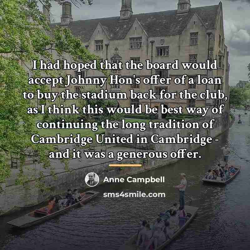 “I had hoped that the board would accept Johnny Hon's…” quote by Anne Campbell