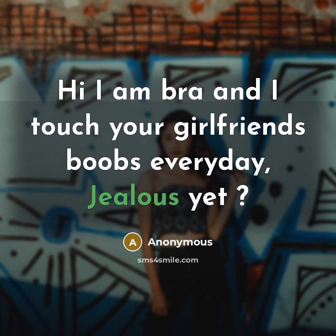 “Hi I am bra and I touch your girlfriends boobs…” quote by Anonymous