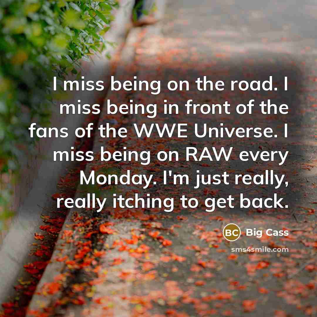 “I miss being on the road. I miss being in…” quote by Big Cass