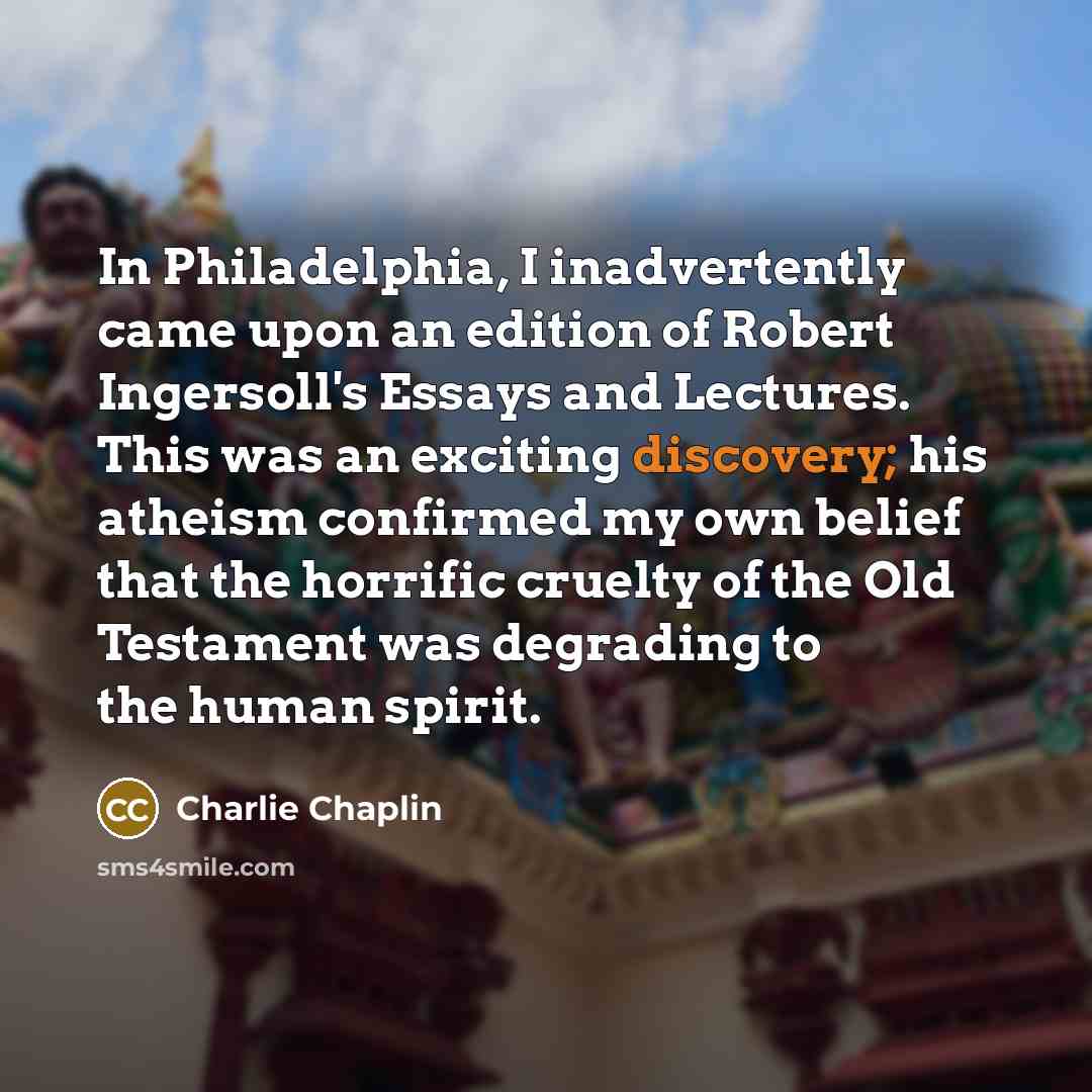 “In Philadelphia, I inadvertently came upon an edition of Robert…” quote by Charlie Chaplin