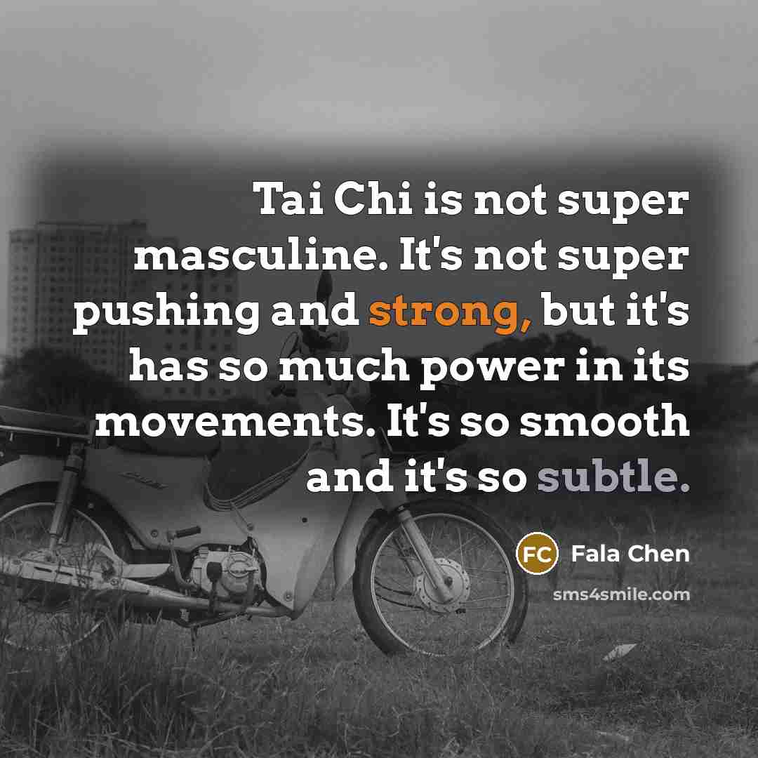 “Tai Chi is not super masculine. It's not super pushing…” quote by Fala Chen
