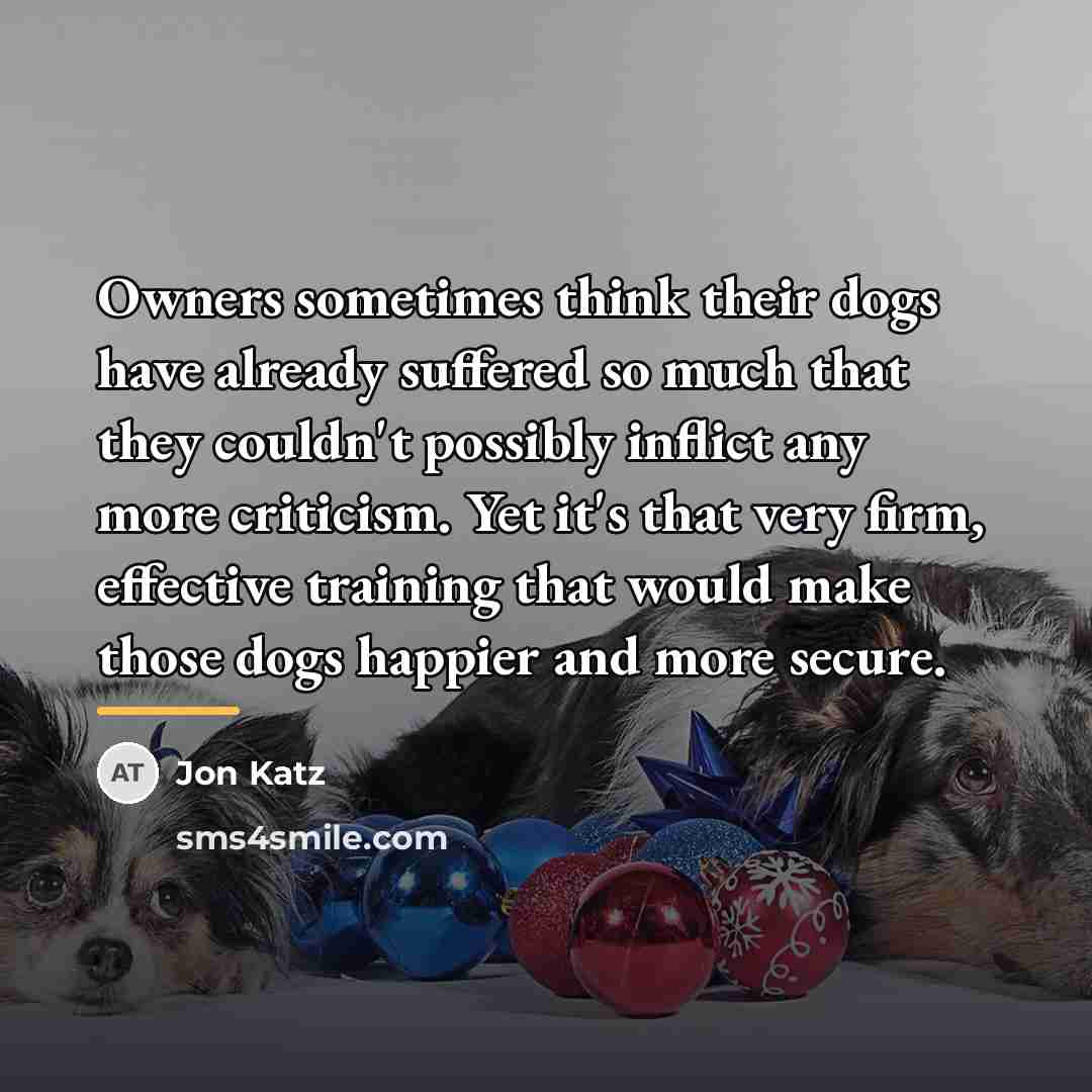 “Owners sometimes think their dogs have already suffered so much…” quote by Jon Katz
