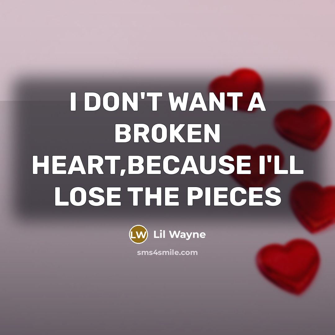 “I DON'T WANT A BR0KEN HEART,BECAUSE I'LL LOSE THE PIECES…” quote by Lil Wayne