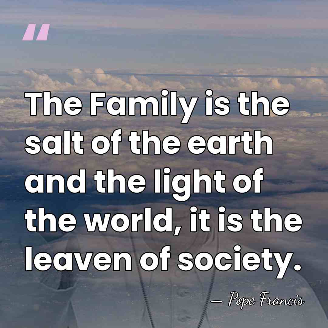 The Family is the salt of the earth and the light of&hellip; - Pope Francis