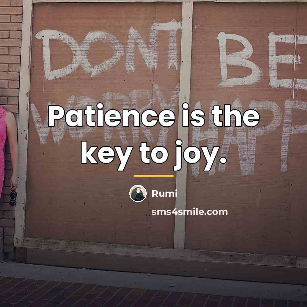 “Patience is the key to joy.…” quote by Rumi
