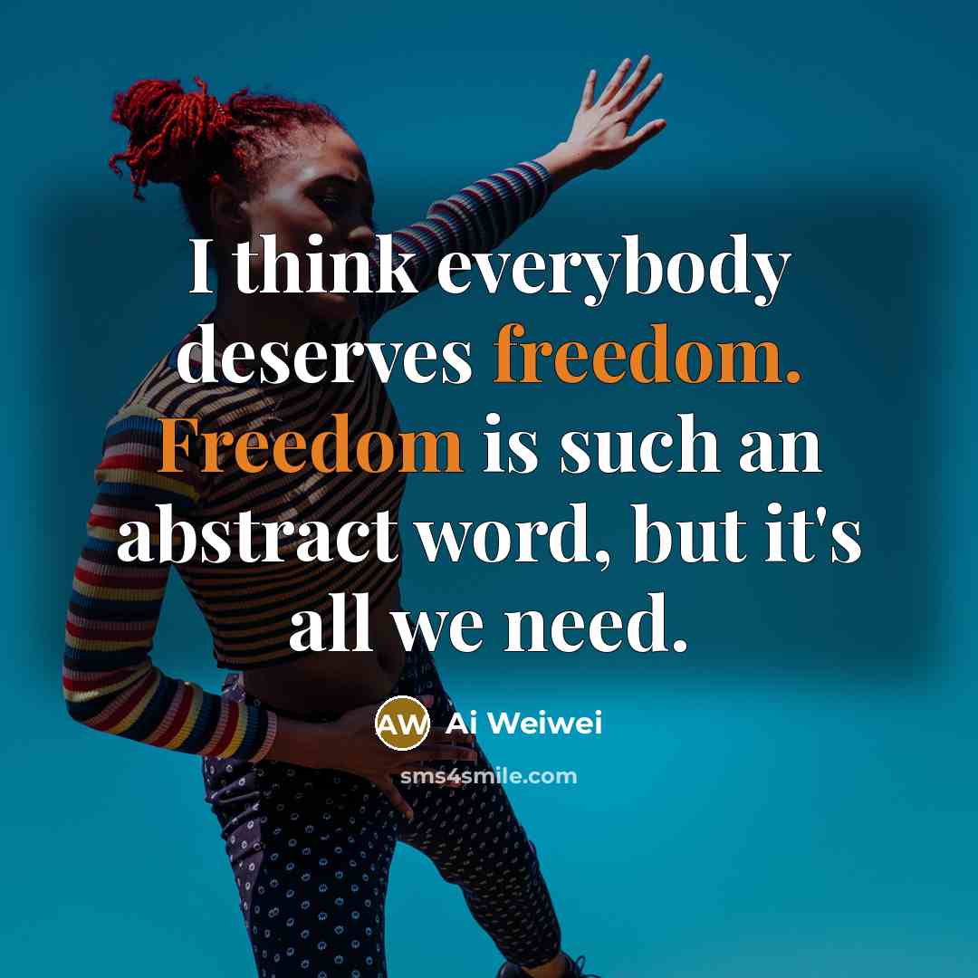 “I think everybody deserves freedom. Freedom is such an abstract…” quote by Ai Weiwei
