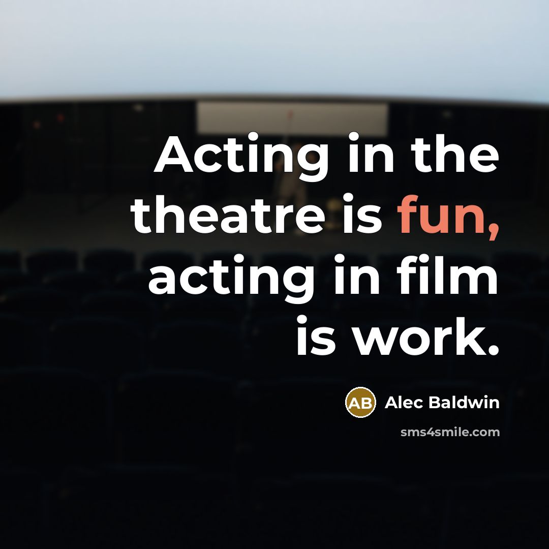 “Acting in the theatre is fun, acting in film is…” quote by Alec Baldwin
