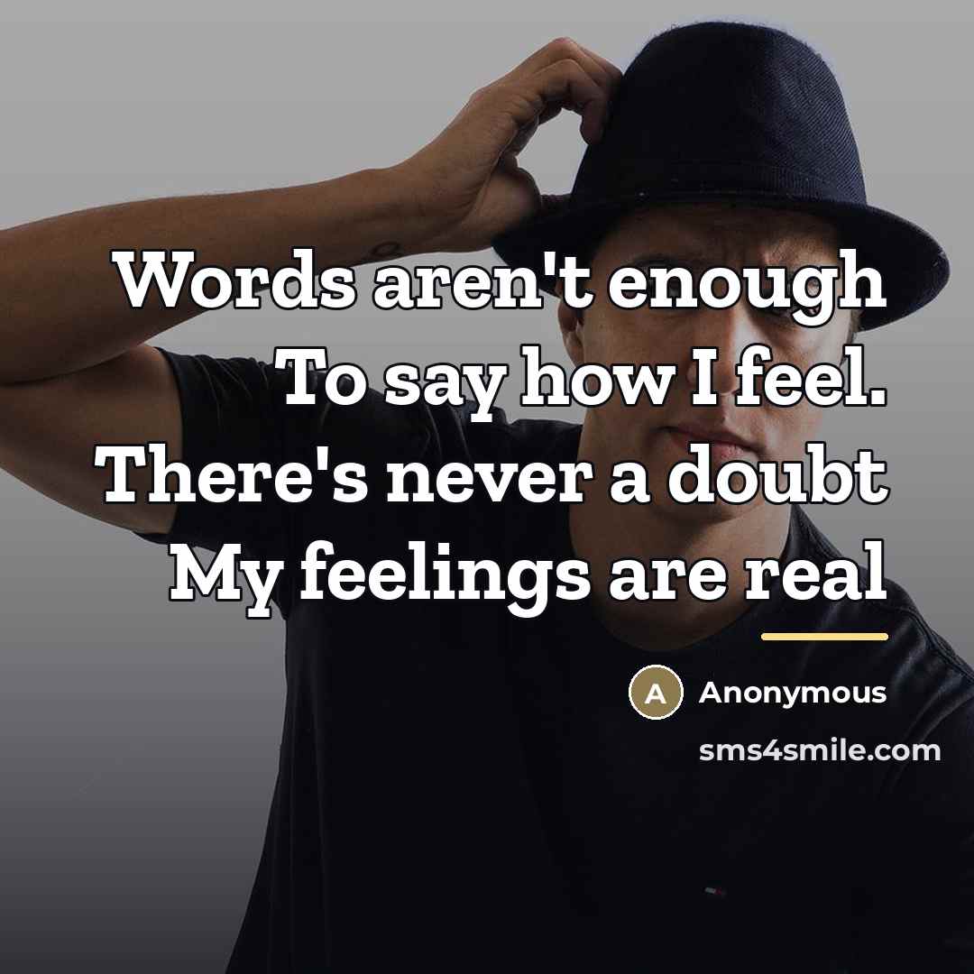“Words aren't enough To say how I feel. There's never…” quote by Anonymous