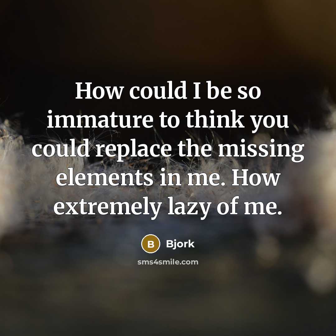 “How could I be so immature to think you could…” quote by Bjork