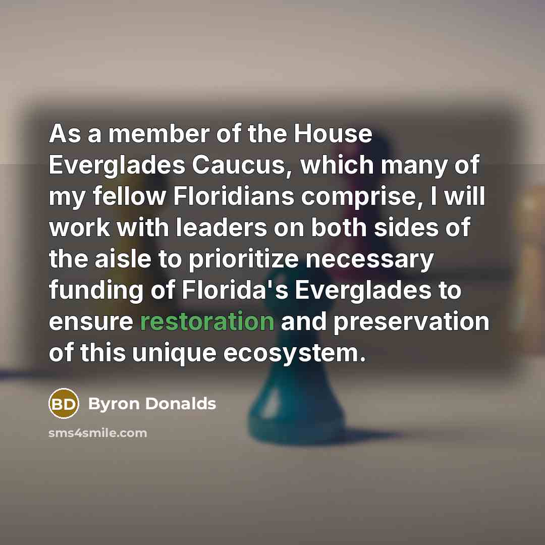 “As a member of the House Everglades Caucus, which many of my fellow Floridians comprise, I will work with leaders on both sides of the aisle to prioritize necessary funding of Florida's Everglades to ensure restoration and preservation of this unique ecosystem.” quote by Byron Donalds