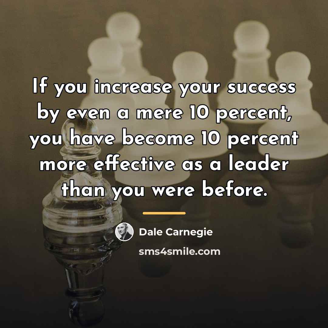 “If you increase your success by even a mere 10…” quote by Dale Carnegie