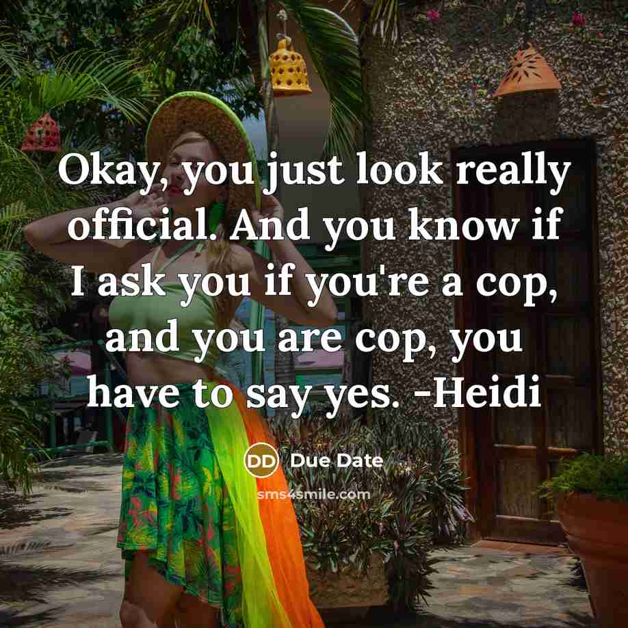 “Okay, you just look really official. And you know if…” quote by Due Date