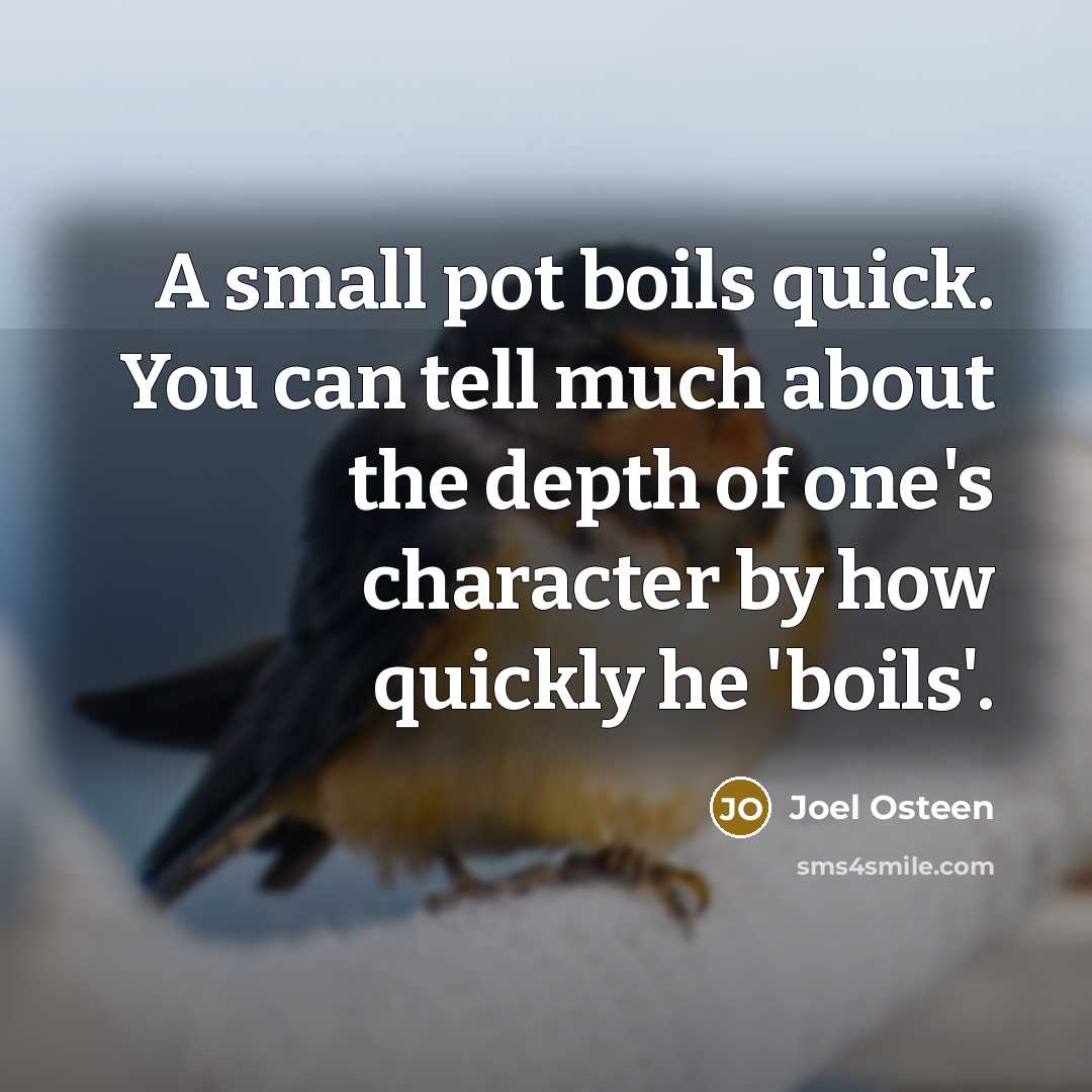 “A small pot boils quick. You can tell much about…” quote by Joel Osteen
