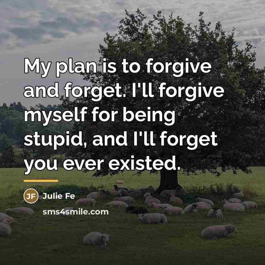 “My plan is to forgive and forget. I'll forgive myself…” quote by Julie Fe
