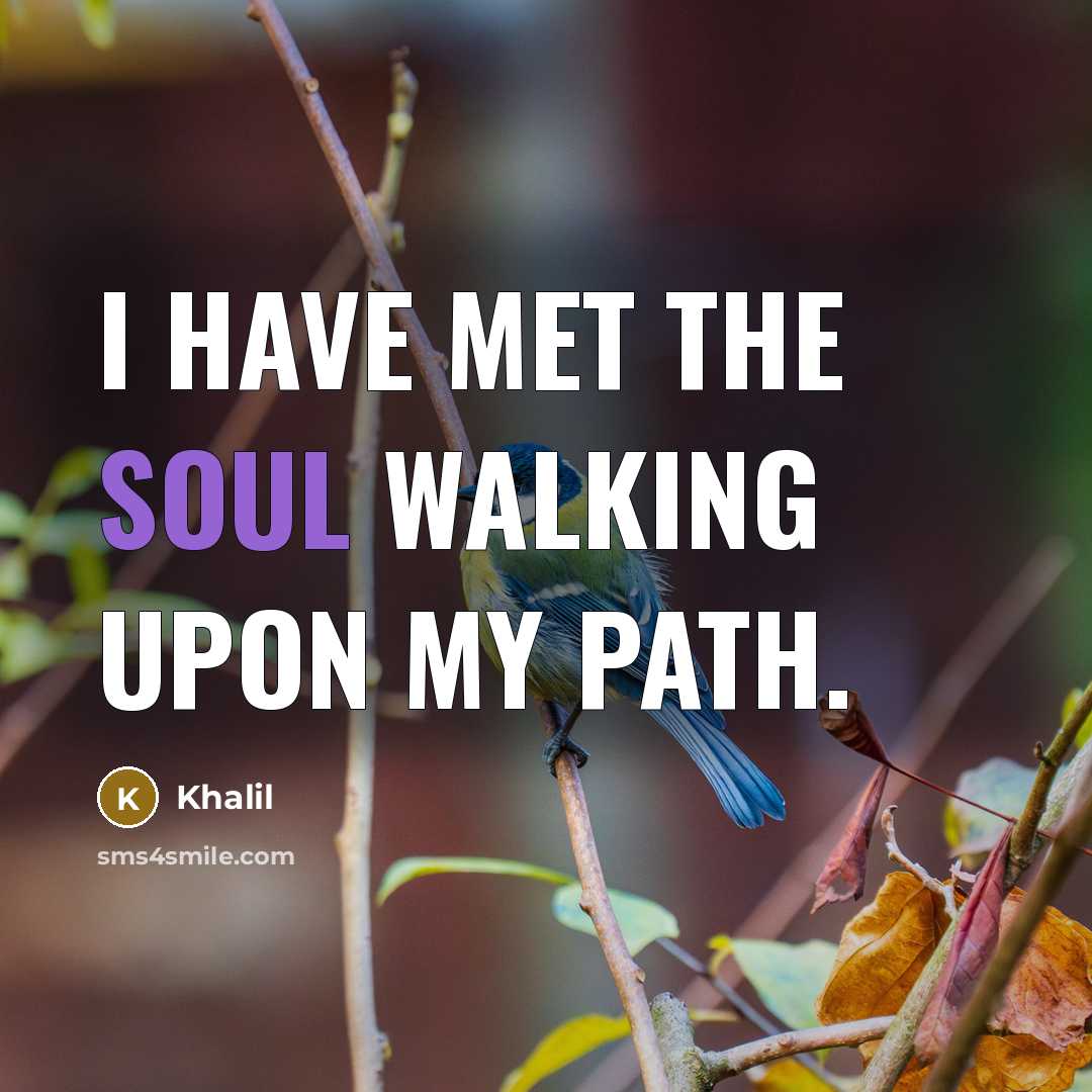 “I have met the soul walking upon my path.…” quote by Khalil