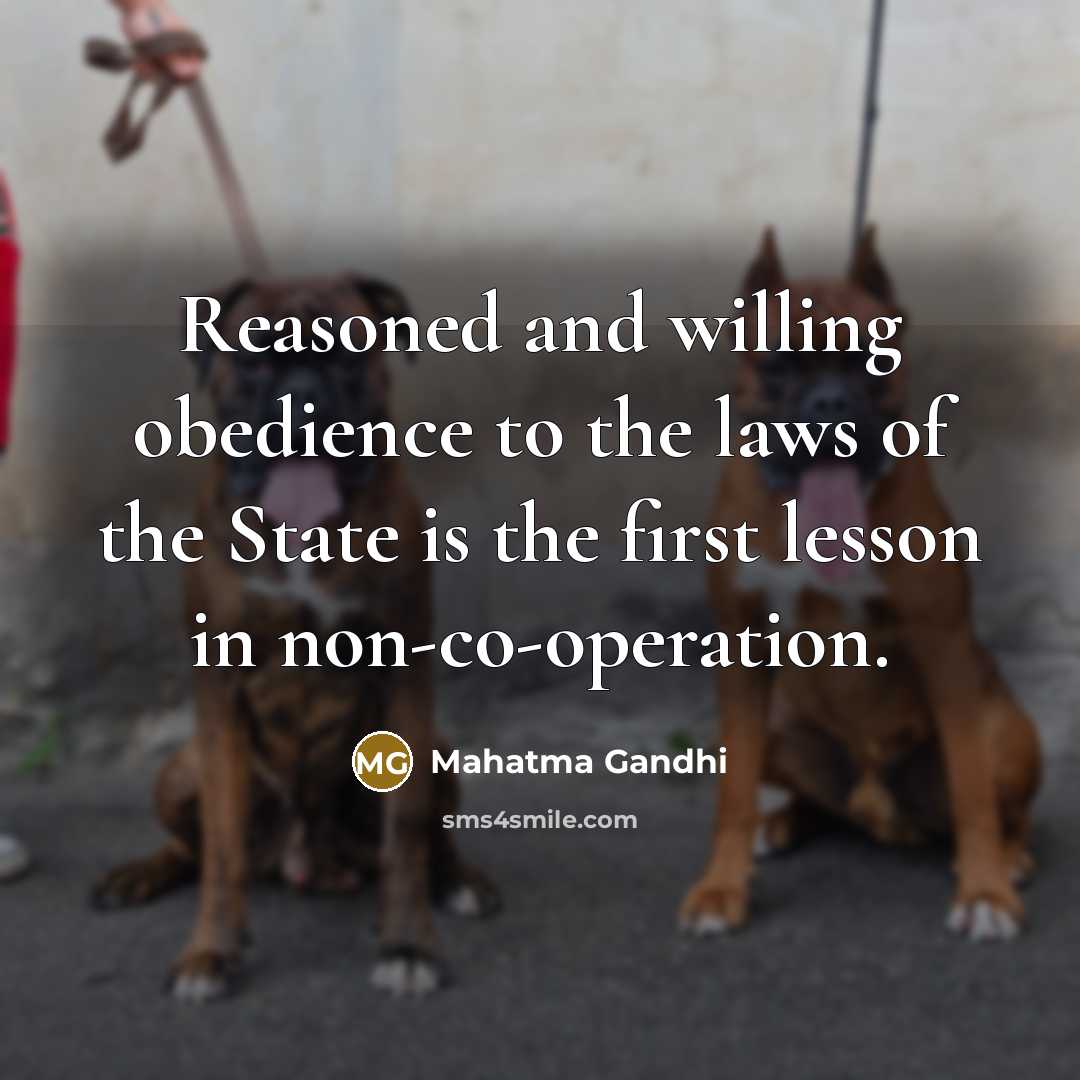 “Reasoned and willing obedience to the laws of the State…” quote by Mahatma Gandhi
