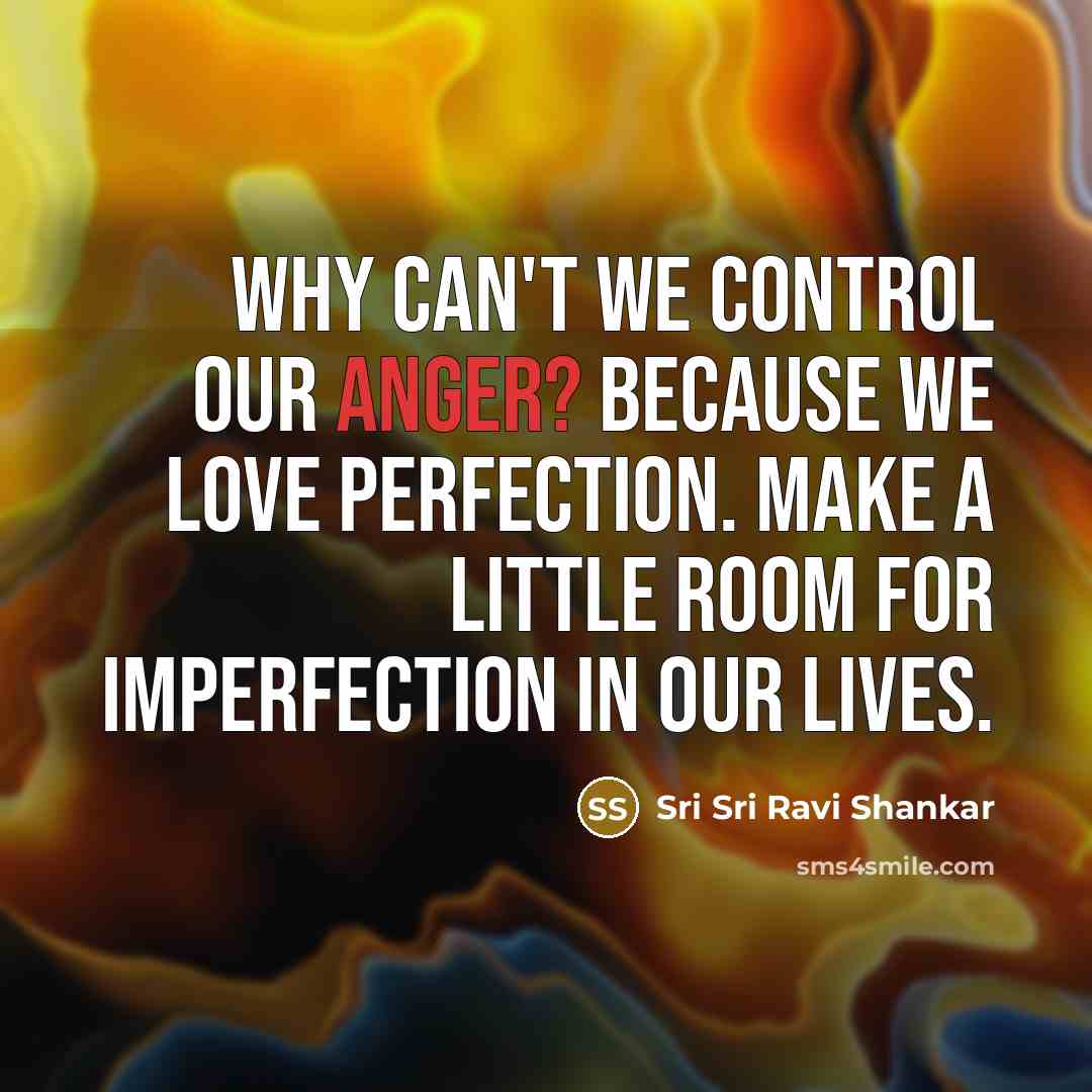“why can't we control our anger? because we love perfection.…” quote by Sri Sri Ravi Shankar