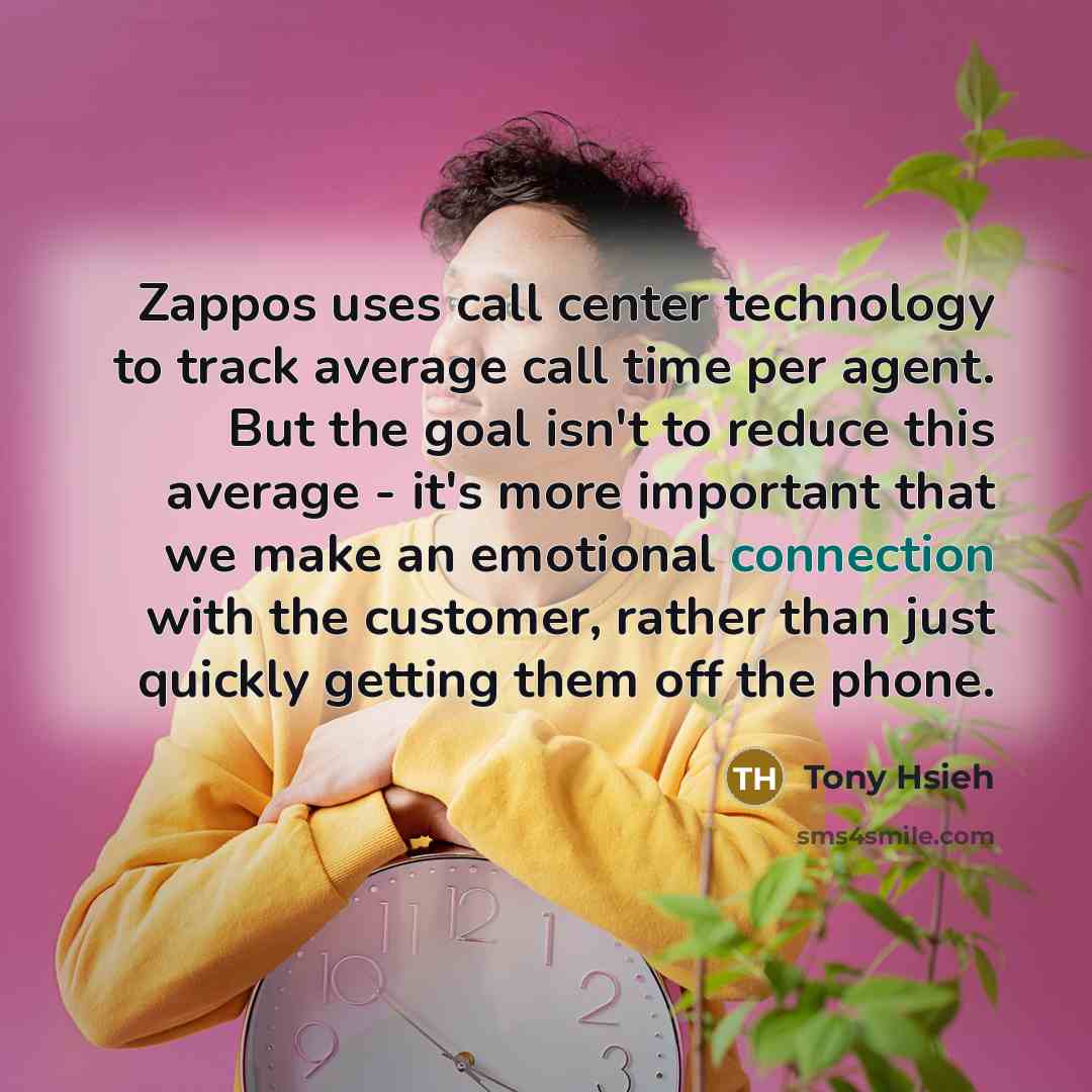 “Zappos uses call center technology to track average call time…” quote by Tony Hsieh