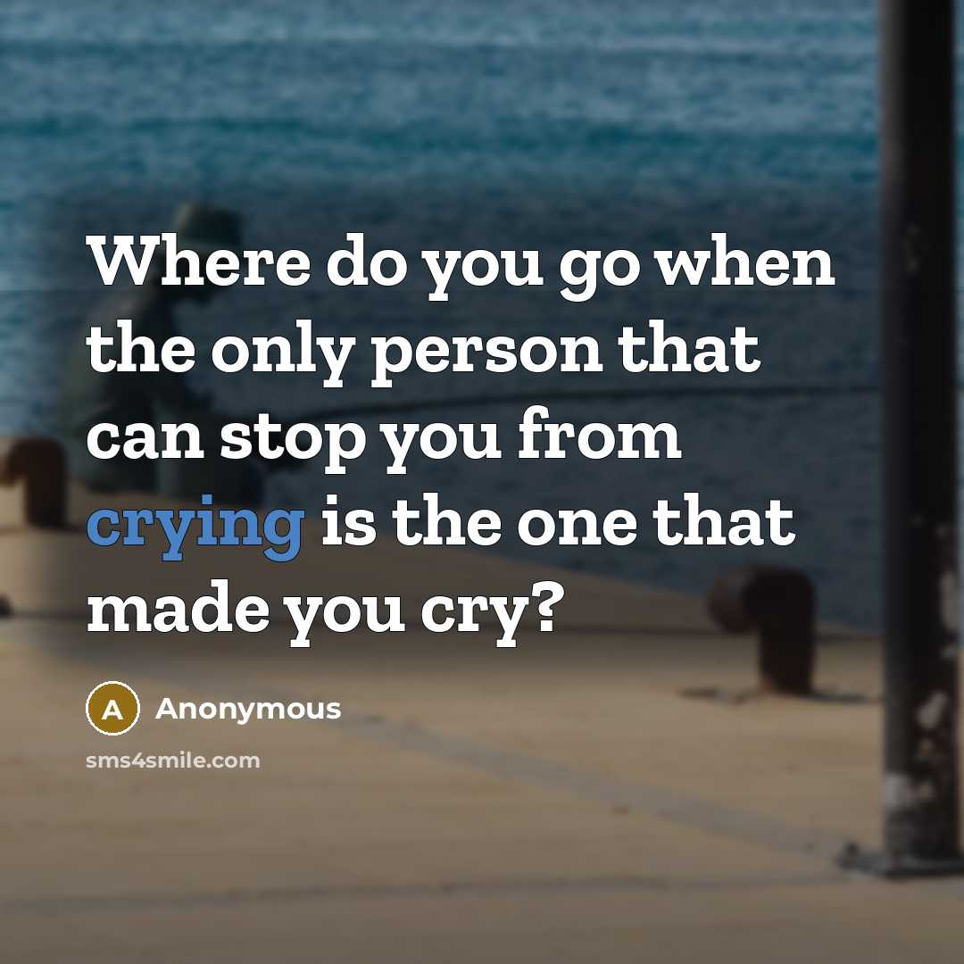 “Where do you go when the only person that can…” quote by Anonymous