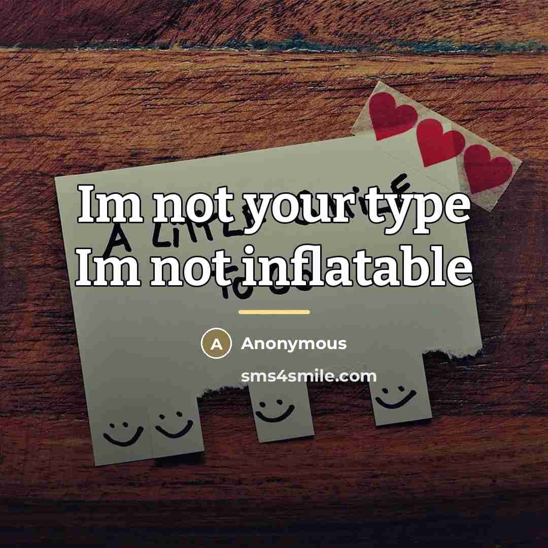 “Im not your type Im not inflatable…” quote by Anonymous