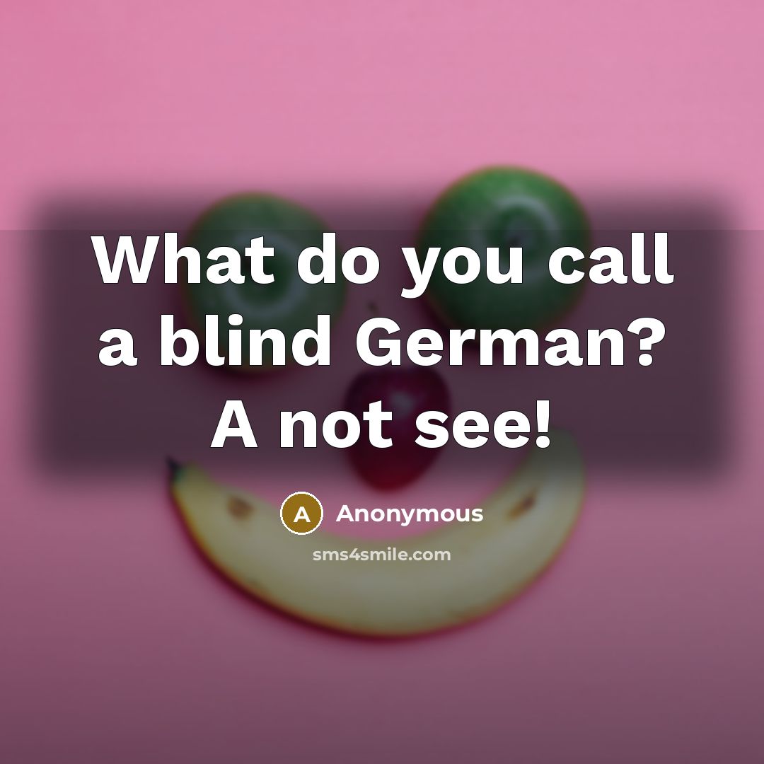 “What do you call a blind German? A not see!…” quote by Anonymous
