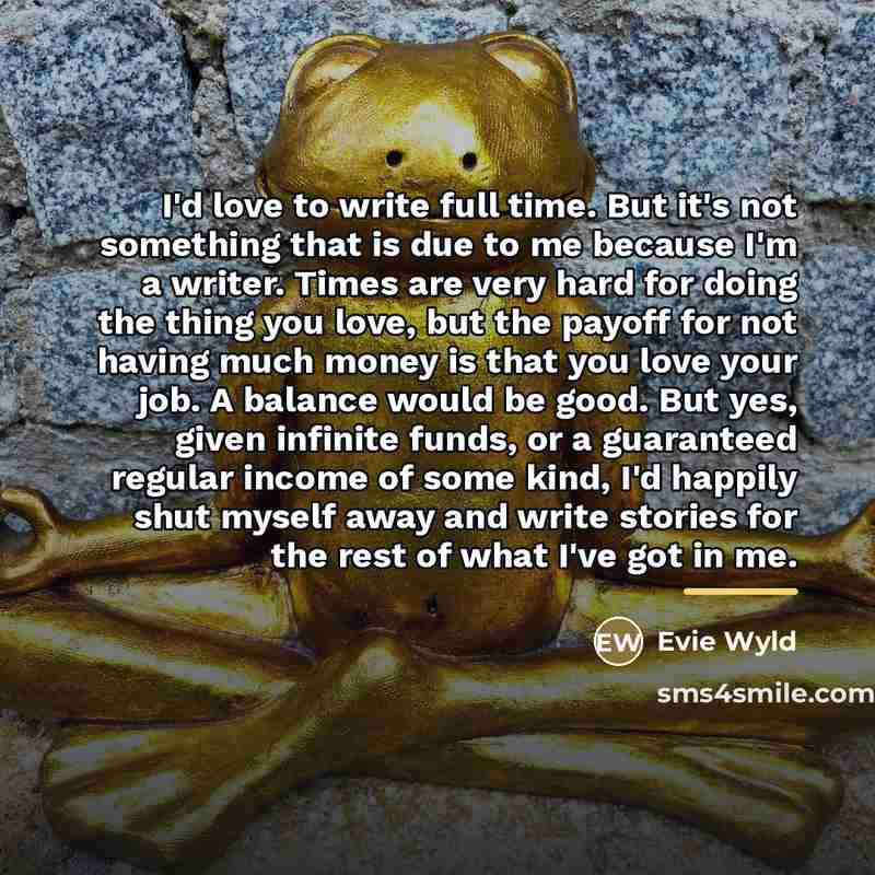 “I'd love to write full time. But it's not something…” quote by Evie Wyld