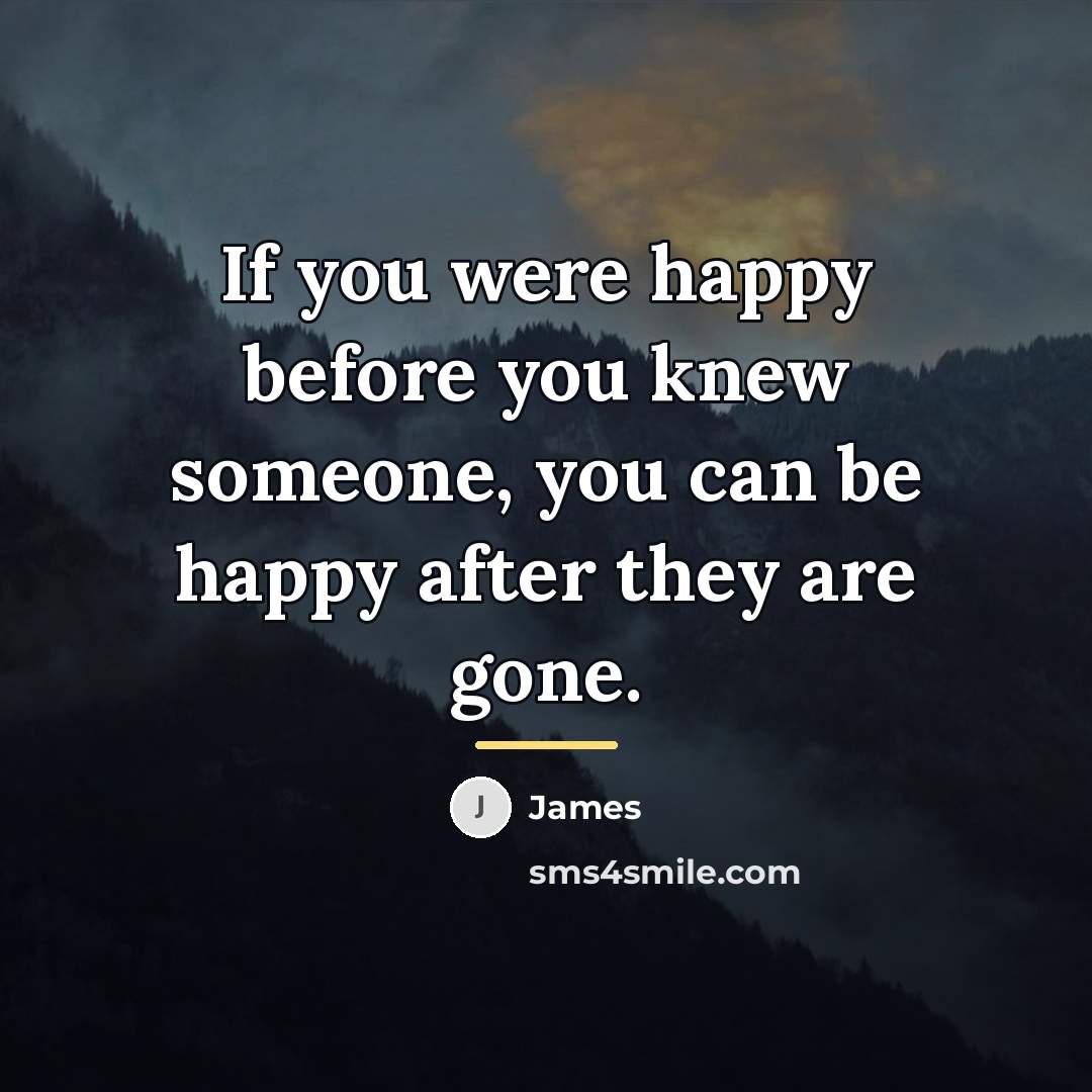 “If you were happy before you knew someone, you can…” quote by James