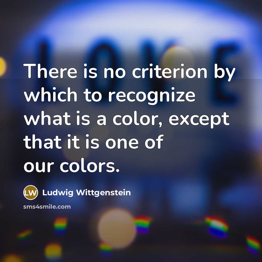 “There is no criterion by which to recognize what is…” quote by Ludwig Wittgenstein