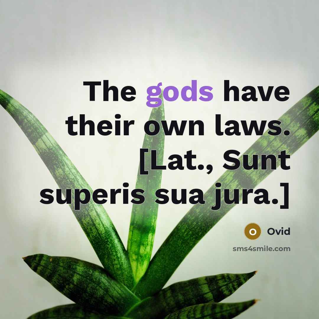 “The gods have their own laws. [Lat., Sunt superis sua jura.]” quote by Ovid
