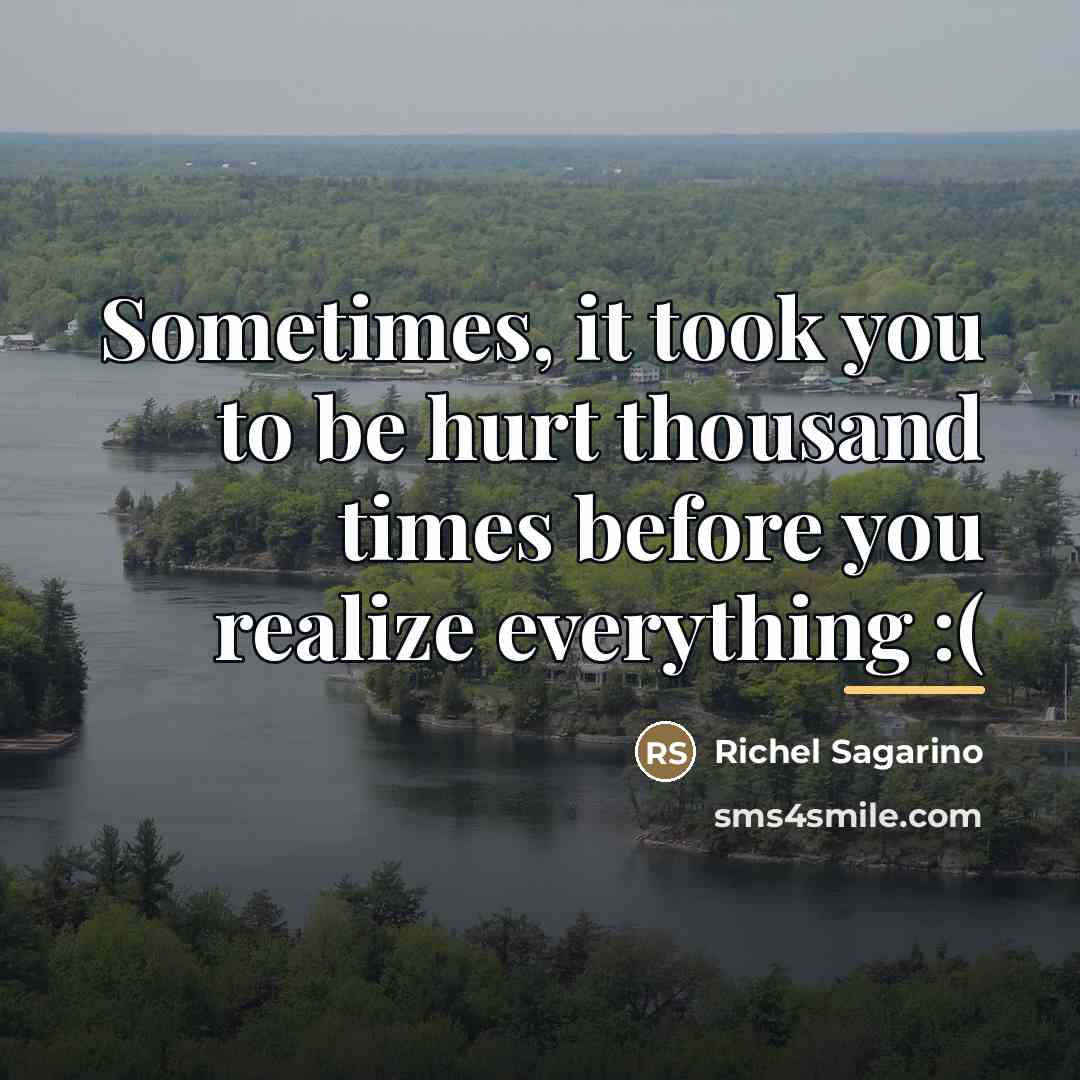 “Sometimes, it took you to be hurt thousand times before…” quote by Richel Sagarino