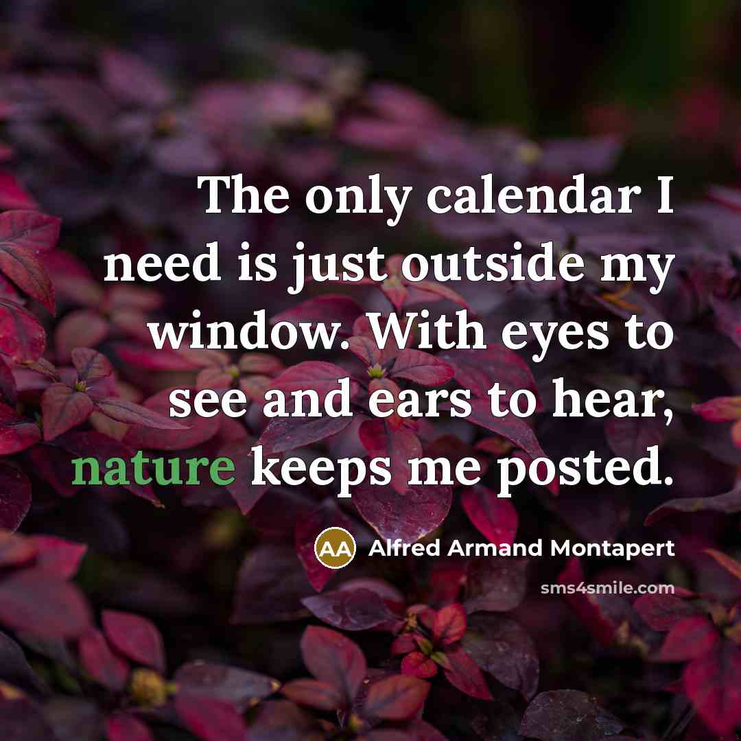“The only calendar I need is just outside my window.…” quote by Alfred Armand Montapert