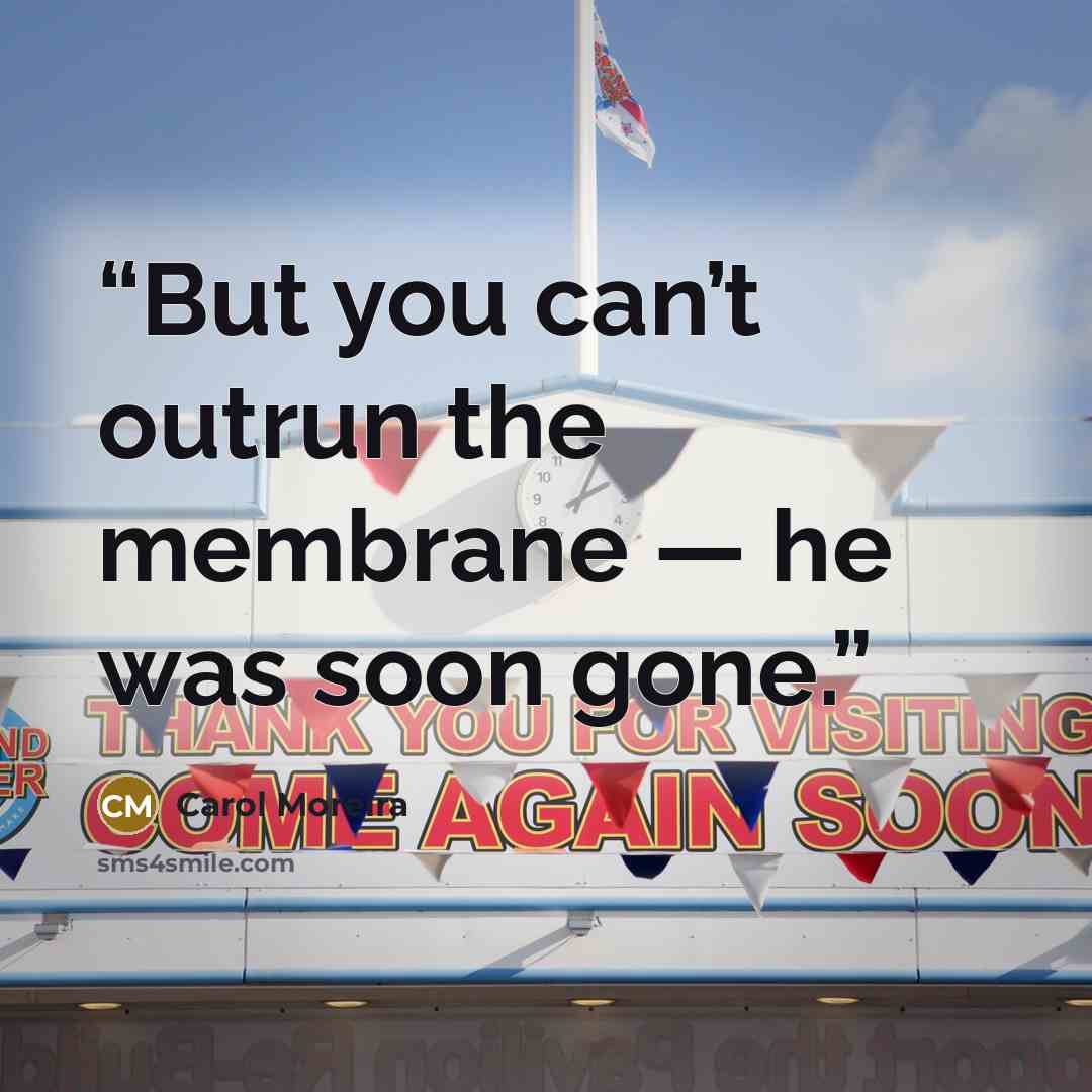 “But you can’t outrun the membrane — he was soon gone.” quote by Carol Moreira