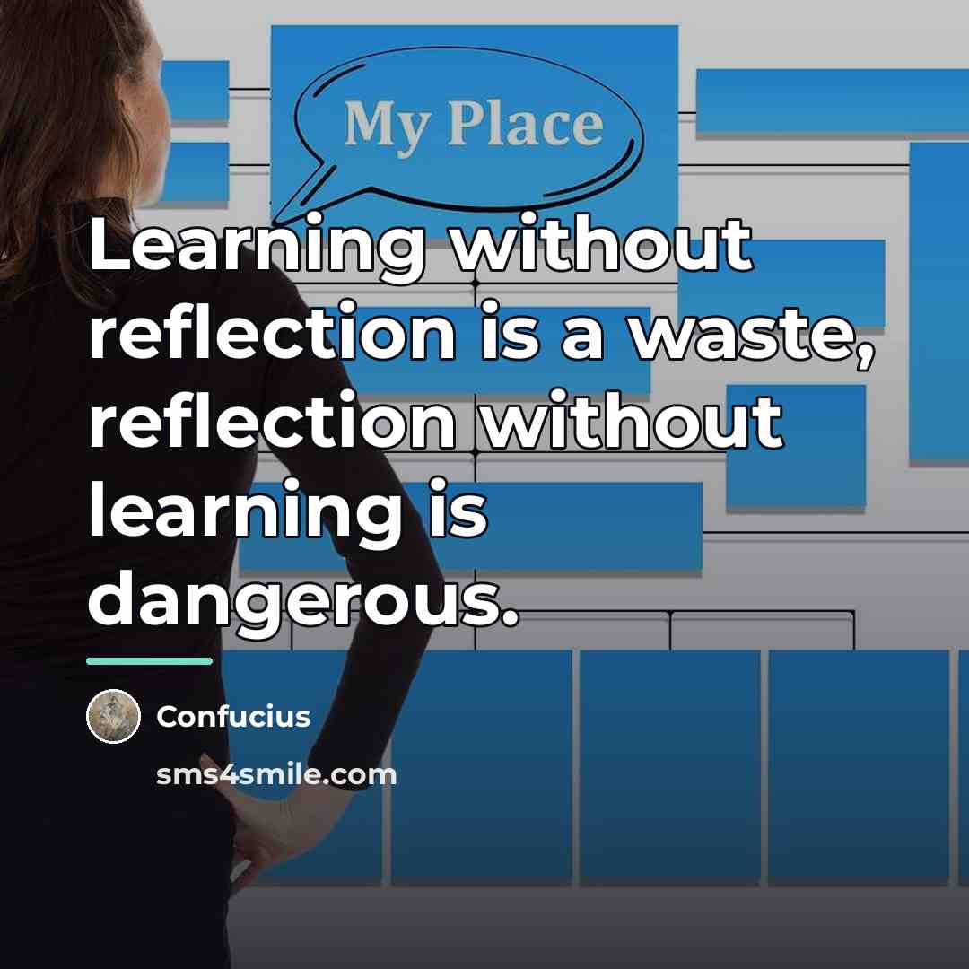 “Learning without reflection is a waste, reflection without learning is…” quote by Confucius