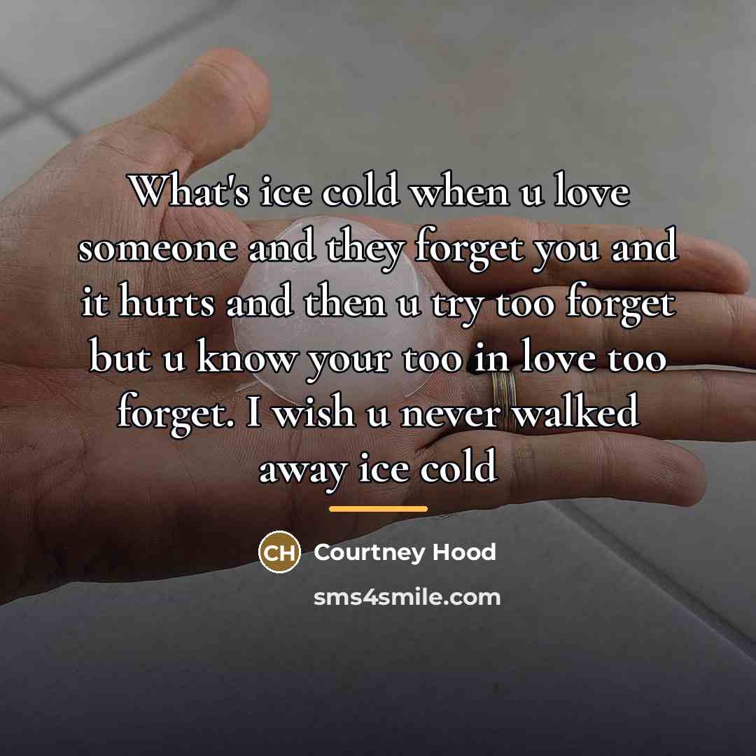 “What's ice cold when u love someone and they forget…” quote by Courtney Hood