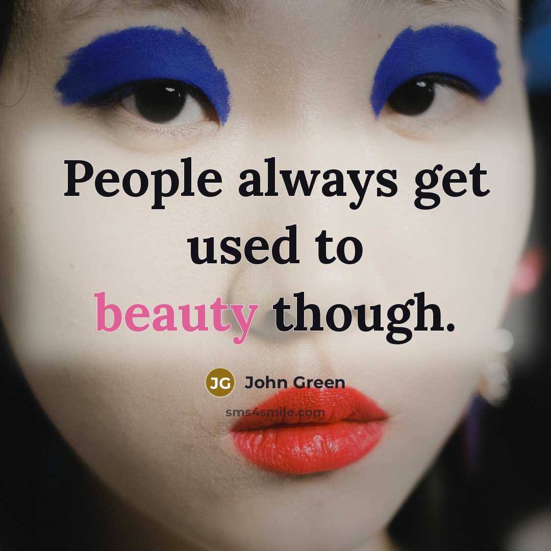 “People always get used to beauty though.…” quote by John Green
