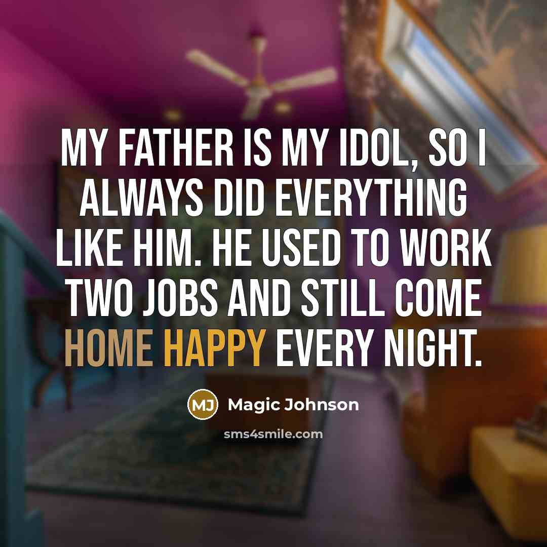 “My father is my idol, so I always did everything…” quote by Magic Johnson