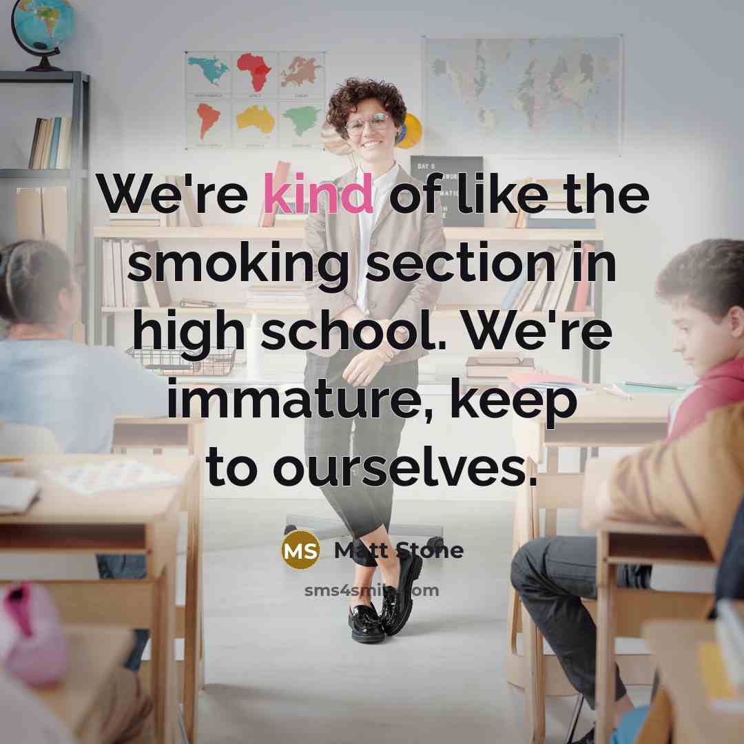 “We're kind of like the smoking section in high school.…” quote by Matt Stone