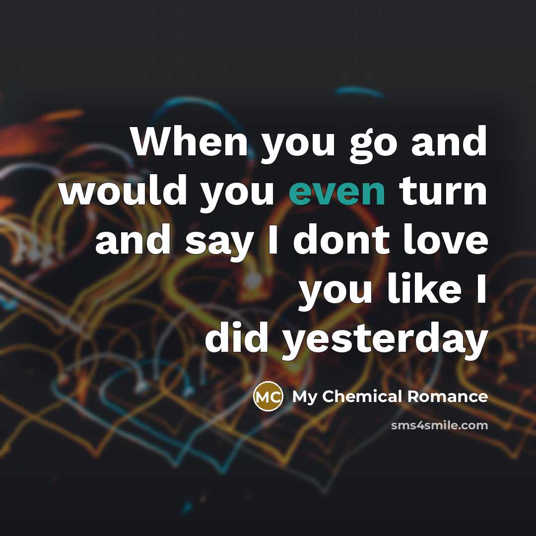 “When you go and would you even turn and say…” quote by My Chemical Romance